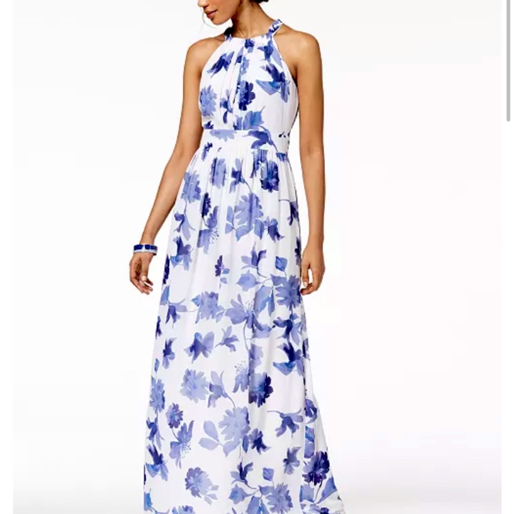 Nine West Floral Printed Halter Maxi Dress